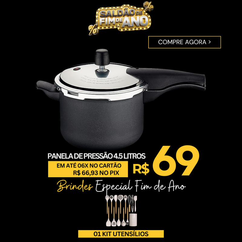 COMBO Panela de Pressão 4.5L + Kit Utensílios Cozinha