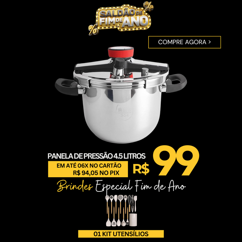 Panela De Pressão 8L Aço Inoxidável - À Prova De Explosão - OFERTA ESPECIAL FIM DE ANO