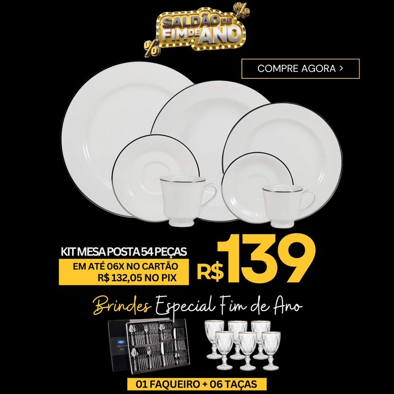 54 Peças Aparelho de Jantar em Porcelana Luxo Legacy®