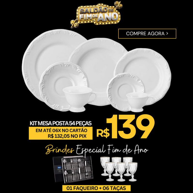 Aparelho de Jantar em Porcelana Conjunto de Luxo® - OFERTA ESPECIAL FIM DE ANO