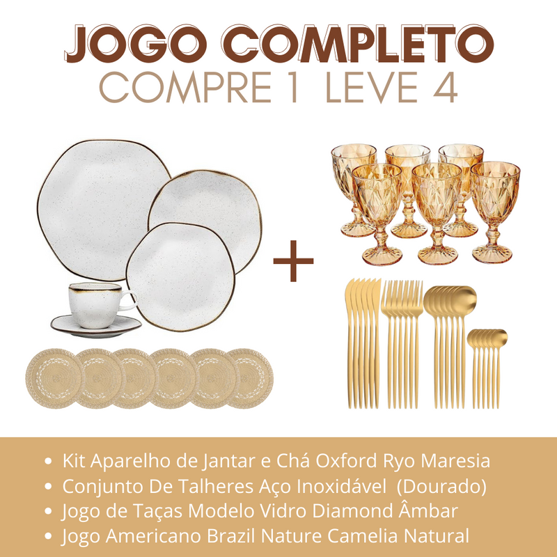 Jogo de Jantar Americano Oxford Diamond |  SÃO 48 PEÇAS (SOMENTE HOJE) - OFERTA DE NATAL