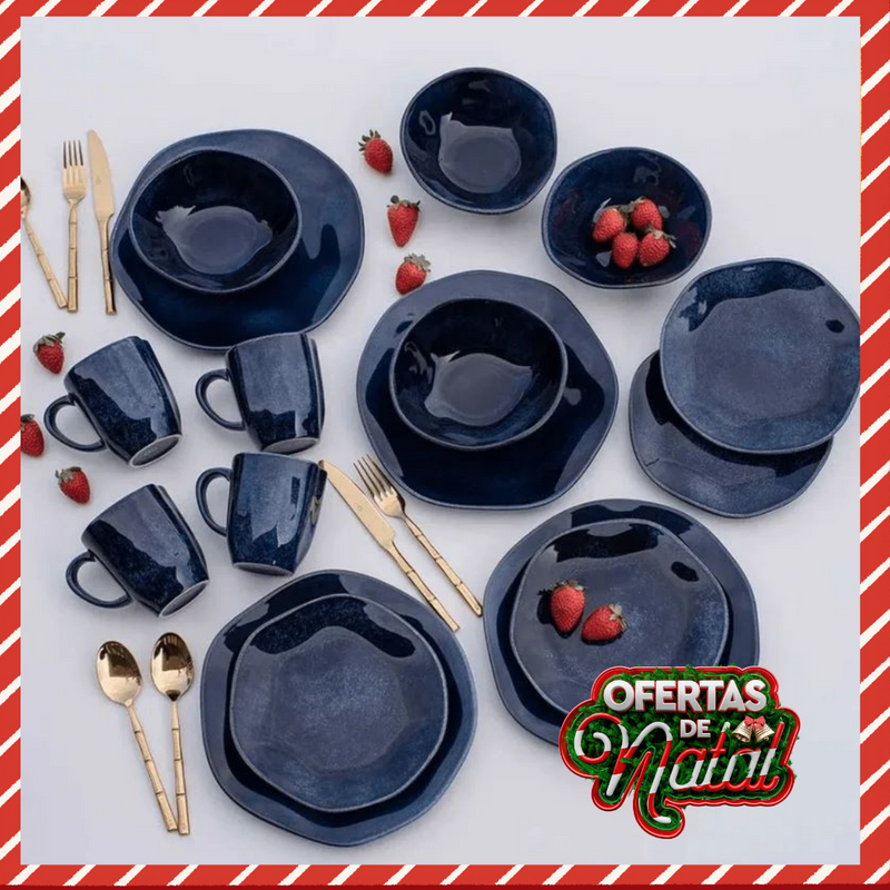 Aparelho de Jantar/Chá Com 48 peças Ryo Safira - Oxford® - OFERTA DE NATAL