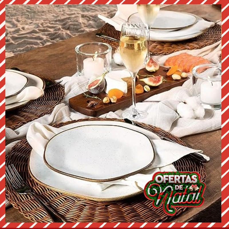 48 Peças de Jantar em Porcelana Conjunto de Luxo Oxford® - OFERTA DE NATAL