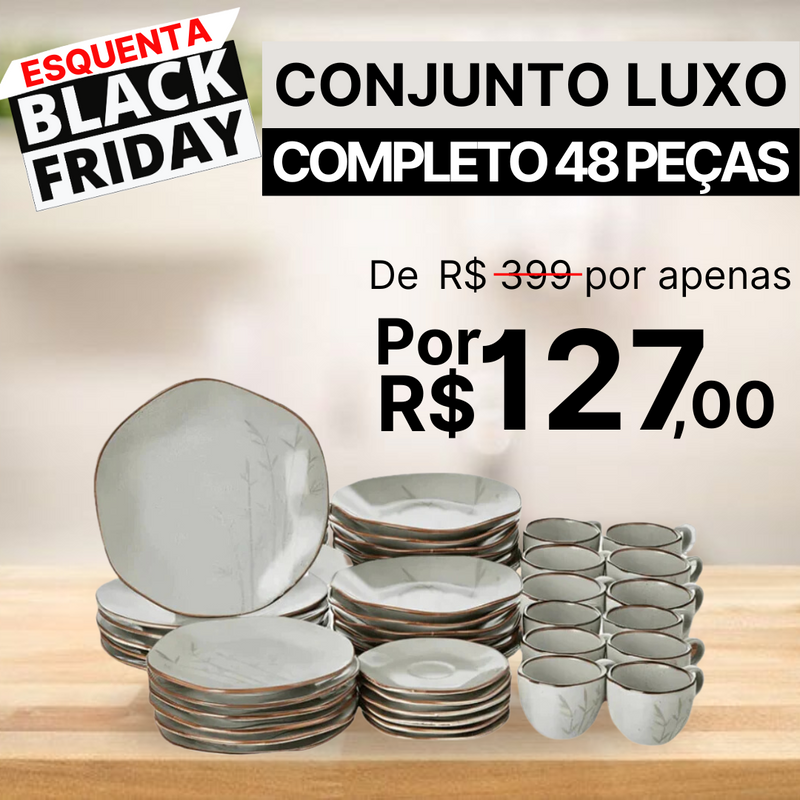 48 Peças de Jantar em Porcelana Conjunto de Luxo Oxford® - OFERTA DE NATAL