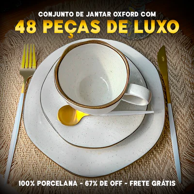 48 Peças de Jantar em Porcelana Conjunto de Luxo Oxford® - OFERTA DE NATAL